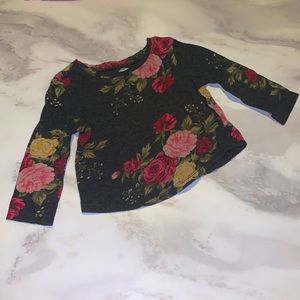 Old Navy baby girl floral pink and gray long sleeve shirt. Size 12-18 months.